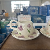 Ensemble tasse à café et soucoupe en céramique rose vintage européen tasse à latte peinte à la main et soucoupe à dessert tasses à thé et soucoupes