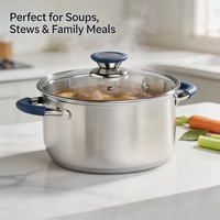 Ensemble de casseroles en acier inoxydable de qualité supérieure, style américain, avec couvercles en verre, compatibles induction et gaz, sans revêtement, écologiques