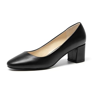 Zapatos <span class=keywords><strong>de</strong></span> Mujer Personalizados, Tacones Gruesos, <span class=keywords><strong>de</strong></span> Cuero, Punta Redonda, Diseño <span class=keywords><strong>de</strong></span> Arco, Cómodos, para Oficina, para Azafatas - Product Image 1