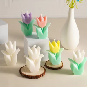 Velas Aromáticas Artísticas Hechas a Mano con Forma de Flor 3D, Estilo Moderno, Mini Velas de Cera de Soya con Aroma a Tulipán - Product Image 2