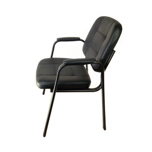 Silla de Oficina con Reposabrazos, Silla de Oficina de Cuero Negro, Silla de Conferencia para Visitantes con Patas - Product Image 2