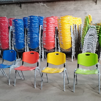 Chaise de conférence empilable en plastique et métal colorée, économique, pour salle de réunion, bureau à domicile, avec tablette d'écriture