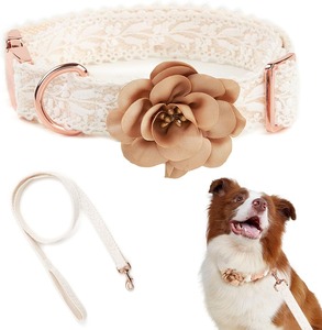 Conjunto de <span class=keywords><strong>Collar</strong></span> y Correa para Mascotas de Alta Gama, con Encaje Suave, Flores, Cierre Metálico, Ajustable, para Perros y Gatos, con Correa a Juego - Product Image 1