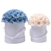 Fleur éternelle pour toujours personnalisée boîte-cadeau de rose préservée arrangement en forme de dôme véritable naturel de longue durée pour la Saint-Valentin