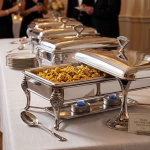 Plat à chafing rectangulaire en acier inoxydable avec couvercle à charnière, chauffe-plats pour buffet, équipement de service pour hôtels et restaurants - Product Image 1
