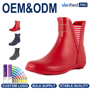 Custom Women Chelsea Rain <strong>Boots</strong> <strong>Waterproof</strong> Ankle Rubber <strong>Boots</strong> <strong>Pull</strong> on Style with Cushioned Insole for Daily Outdoor Use - Product Image 1
