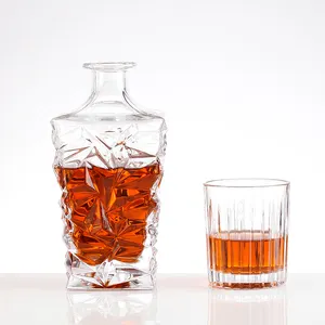 Nhà Cung Cấp Trung Quốc Chai Nước Trơn Đơn Giản Chạm Nổi Tinh Tế Chai Vodka Whisky Chai Thủy Tinh Để Bán