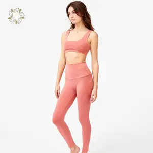 Cotton Hữu Cơ Activewear Phụ Nữ Tik Tok Xà Cạp Set Cotton Hữu Cơ Yoga Quần Bền Vững Yoga Xà Cạp