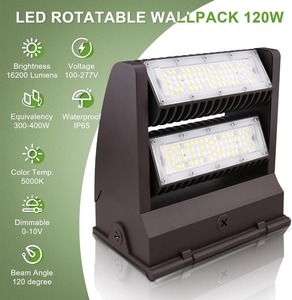 Lámpara de Pared LED Giratoria de Aluminio y Policarbonato de 80W-120W, 5000K, 16,200 Lúmenes, Cabezal Ajustable, Impermeable, CRI 80, 5 Años de Garantía, CA - Product Image 2