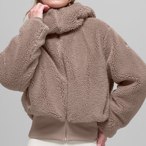 Veste <span class=keywords><strong>en</strong></span> <span class=keywords><strong>sherpa</strong></span> Foxy, <span class=keywords><strong>manteau</strong></span> vintage avec col mandarin, mélange de fourrure de <span class=keywords><strong>sherpa</strong></span> et de cachemire, longueur courte, coupe-vent, chaude, veste d'hiver pour femmes - Product Image 3