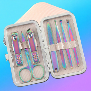 <b>Nail</b> <b>Kit</b> 7 in 1 Stainless Steel Portable Manicure Pedicure Tools with Case Adult Luxury Style - Product Image 1