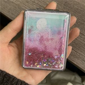 السائل حماه القط باو طوي مرآة مليء بالنجوم ليلة كاردكابتور ساكورا دولفين جرلي سلسلة مرآة جيب لامعة كريستال جولة - Product Image 2