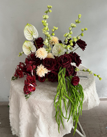Bunga DBurgundy Merah Tua untuk Dekorasi Pernikahan, Bola Bunga Pernikahan Buatan, Rangkaian Bunga Hydrangea