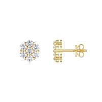 Anting-anting stud berlian moissanite cluster bunga perak sterling 925 untuk wanita, warna D, VVS1, berlapis emas 18K