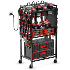 Large power <b>tool</b> storage <b>cart</b>, garage floor-standing electric drill battery storage <b>cart</b>, multi-functional storage rack - Product Image 1