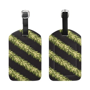 Puakenikeni Flower Print PU Luggage <b>Tag</b> Custom Logo Travel Hotel <b>Suitcase</b> Card Holder for Airport Baggage Plastic Luggage <b>Tags</b> - Product Image 3