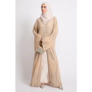 Vestido Abaya de Nuevo Estilo Lujoso con Cuentas Bordadas Personalizadas, Abaya Abierta de Manga Larga para Mujeres Musulmanas - Product Image 1