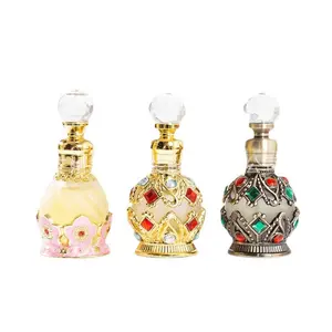 豪华20毫升可再装阿拉伯油香水瓶漂亮花式迪拜阿拉伯香水油玻璃滴管瓶