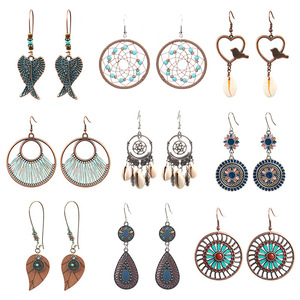 Geometric <b>Drop</b> Earrings Alloy Antique <b>Bronze</b> Plated Bohemia Style Women's Fashion Dangle Earrings - Product Image 5
