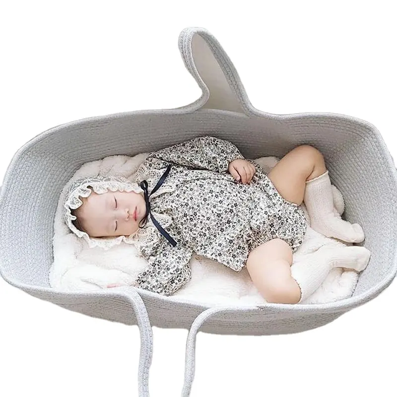 Newborn gift photography props pure handmade portable foldable baby hamper rattan basket