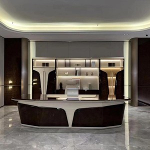 Muebles de oficina de diseño de lujo ligero, mesa de Gerente de alto estándar de madera maciza marrón, escritorios de oficina modulares para CEO - Product Image 3