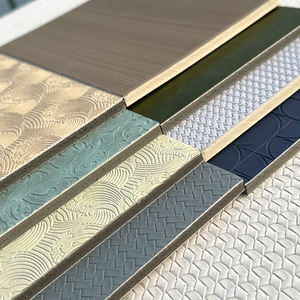 แผงผนังหนัง3D ทันสมัยแผ่นไม้ไผ่แผ่นทองคาร์บอนบนวอลเปเปอร์ไวนิลกันเสียงพีวีซีสำหรับใช้ในยิม - Product Image 3