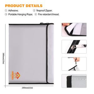 CUSTOM Premium Leather Storage <b>Bag</b> for <b>Documents</b> Money Non-Itchy Fireproof Secure Zipper Durable Fiberglass Coating Filing - Product Image 3