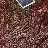 Tissu en velours imprimé avec estampage à chaud doré, lueur métallique, extensible, fluide, drapé, imprimé léopard, pour robe de soirée