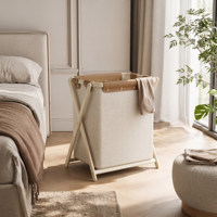 Panier à linge pliable de style japonais, bac de rangement de grande taille/extra-large, élégant et de grande capacité pour vêtements, chaussettes, sous-vêtements