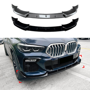 Bmw X6 G06 Front Bumper Lip Splitter 2019-2022 Piano Black Carbon Fiber Texture Abs Material For M Sport - Product Image 1
