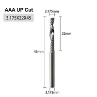 Fraise droite en carbure monobloc à une dent, diamètre de tige 3,175 mm, finition de surface brillante non revêtue, outil de coupe CNC pour