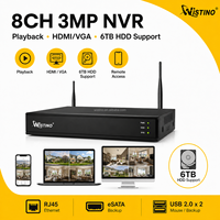 Wistino 3MP 8CH UHD Sicherheitsüberwachungssystem Drahtloses Kit 355 °   PTZ Bewegungserkennungs-Alarm KI-Smart Tuya PoE-Kamera