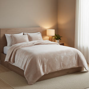 Ensemble de couette réversible chic et confortable en sherpa, beige clair, 4 pièces, literie pour usage domestique - Product Image 2