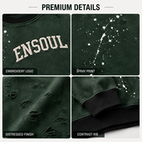 Sweat-shirt col rond personnalisé effet vieilli, imprimé éclaboussures de peinture, logo brodé, contrastant, coupe oversize, style streetwear, fabrication OEM