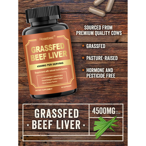 Rosebest Vente en Gros OEM Marque Privée HALAL Capsules <span class=keywords><strong>de</strong></span> Foie <span class=keywords><strong>de</strong></span> Bœuf Nourri <span class=keywords><strong>à</strong></span> l'Herbe 4500mg Supplément <span class=keywords><strong>de</strong></span> Foie Bovin Élevé en Pâturage pour Femmes - Product Image 2