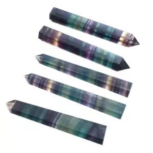 Point Wand Home Decoration Fluorite 6 Faceted Reiki Chakra Meditation Therapy Healing Crystal Natural Love Gift Feng Shui 30g