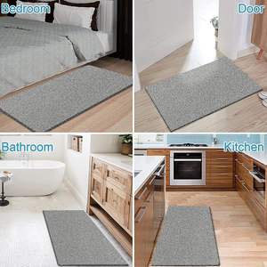 Alfombrilla de ducha rectangular gris con diseño de esponja vegetal, antideslizante para baño. - Product Image 3