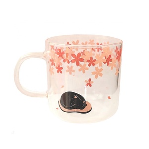Hàn Quốc Nhật Bản Màu Hồng Sakura Mèo Dễ Thương Mèo Con Cô Gái Cốc Thủy Tinh Cốc Sữa - Product Image 1