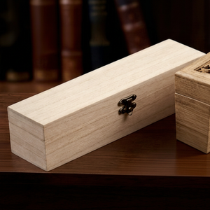 Unfinished Paulownia Wood Sustainable Multifunction Lacquer Finish Jewelry <b>Box</b> Rectangle <b>Storage</b> Case Hinged <b>Lid</b> Locking Gift - Product Image 1