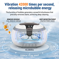 VLOXO Profesional 600ML Pembersih Ultrasonik 42KHz Mesin Pembersih Perhiasan Jam Tangan dengan Timer Digital untuk Cincin Kacamata