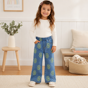 Nuovi Arrivi 2026: Jeans Jacquard per <span class=keywords><strong>Bambina</strong></span> con Motivi Dolci, Jeans Casual <span class=keywords><strong>a</strong></span> Gamba Dritta per Bambine, Pantaloni in Denim per Bambine - Product Image 3