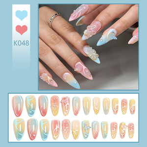 <span class=keywords><strong>Uñas</strong></span> <span class=keywords><strong>Postizas</strong></span> 3D <span class=keywords><strong>con</strong></span> Diseño de Mariposa en Degradado, Forma Almendrada Mediana, Cobertura Completa, Estilo Fresco de Verano, Decoraciones de <span class=keywords><strong>Uñas</strong></span> Personalizadas - Product Image 2