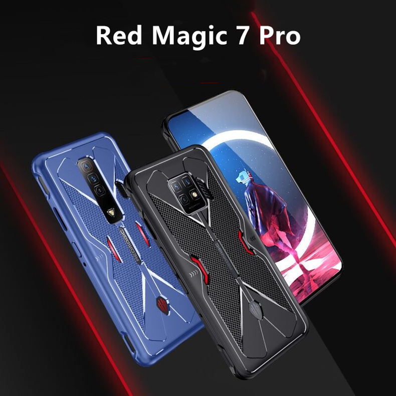 GIOPUEY Cover per Nubia Red Magic 7 / 7S, Trasparente PC + Silicone TPU
