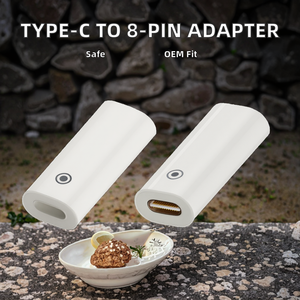 Adaptador de carga de conector inteligente blanco para <span class=keywords><strong>iPhone</strong></span> <span class=keywords><strong>Pencil</strong></span> Type-C Convertidor de enchufe hembra a hembra de 2 a 8 pines Protección OTP - Product Image 2