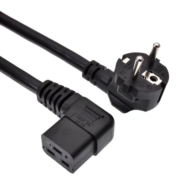 Europe Schuko Plug CEE 7/7 Plug 16A 250V to Left/Right Angled IEC 60320 C19 Power Cord for Servers | PDU| PC Computers| Monitors