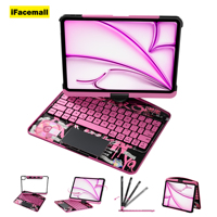 IFacemall Nouveau clavier magique sans fil BT rotatif à 360° avec rétroéclairage LED pour iPad Pro 11 Air 10,9 pouces, emplacement pour stylet, affichage numérique