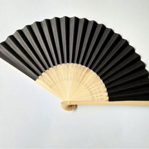 Abanico Plegable de Mano Negro, Tela de Seda Sintética, Estilo Arte Folclórico de Bambú Pintado, Recuerdos para Bodas, Regalos para Baby Shower, Bolsas de Regalo - Product Image 1