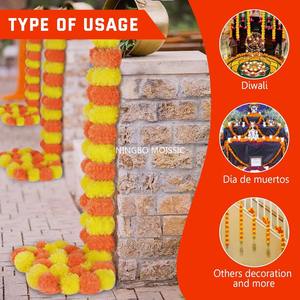 Guirnalda de caléndula india de 5 pies para bodas Diwali y decoraciones del Día de los muertos Guirnaldas florales elegantes - Product Image 3