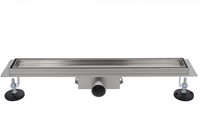Vente en gros usine – Drain de sol linéaire en acier inoxydable 304 à sortie horizontale, encastré pour carrelage céramique, idéal pour salle de bain et douche