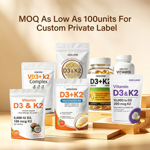Cápsulas de Aceite de Coco OEM <span class=keywords><strong>D3</strong></span> y K2, Vitaminas 2 en 1, Complejo D K MK-7 para Adultos, Suplemento Vitamínico para el Apoyo Inmunológico - Product Image 1